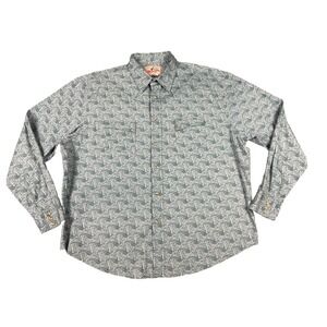 Wrangler Pearl Snap Button Down Shirt 2XL Blue Paisley Rodeo Western Cowboy